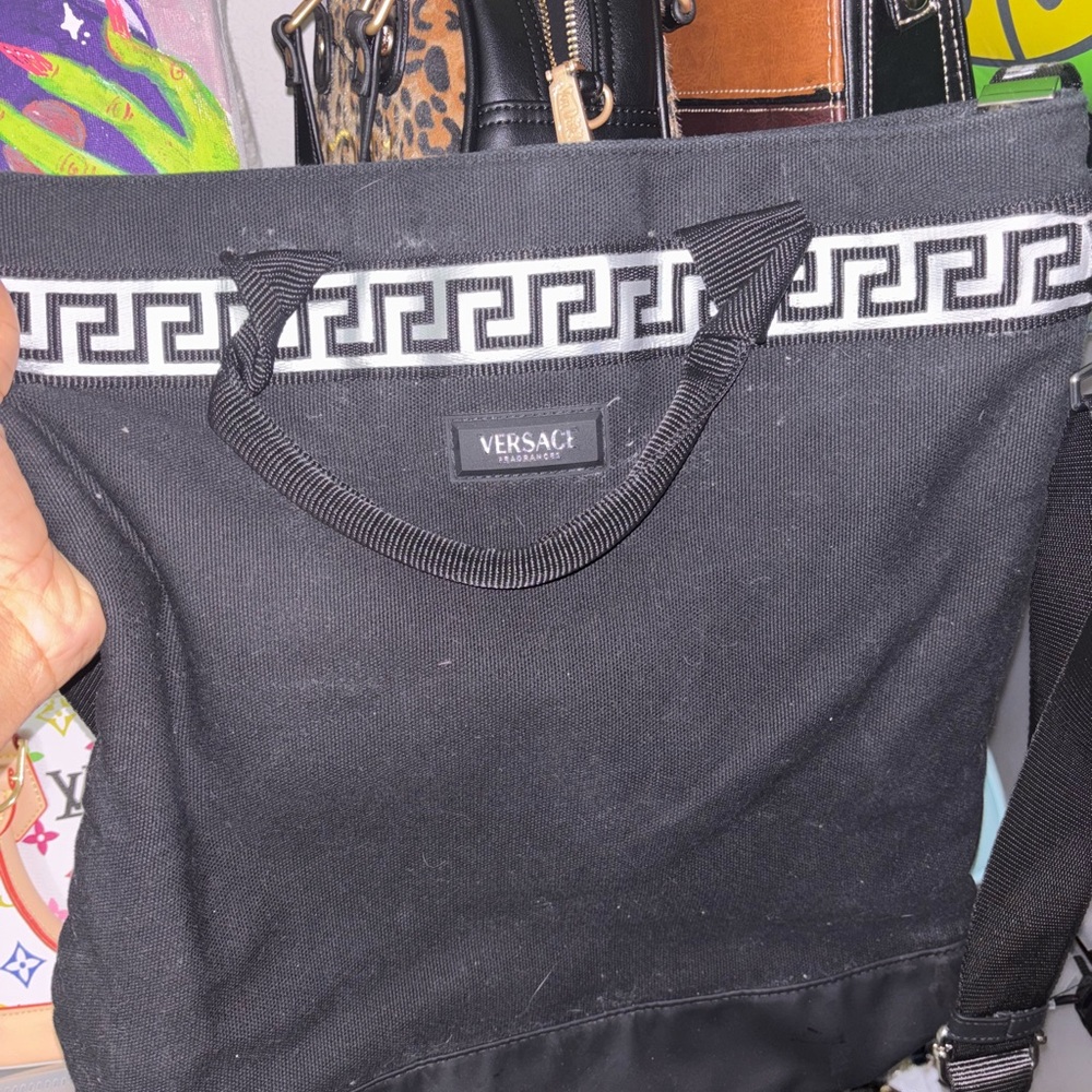 Versace Black Messenger Bag with Iconic Design/ Travel Bag